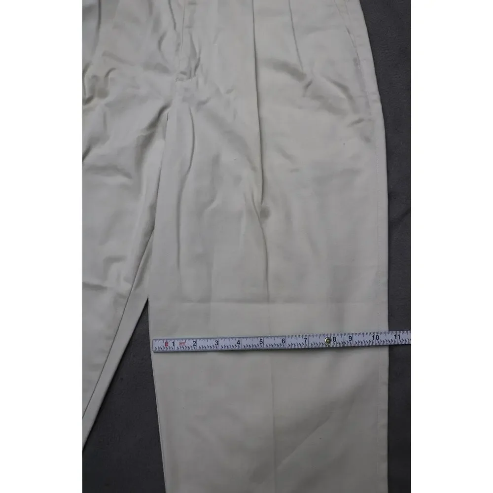 DOCKERS Pleated Khakis Men 32x30 Beige 100 Cotton Classic No Wrinkle Made In USA - Picture 5 of 15